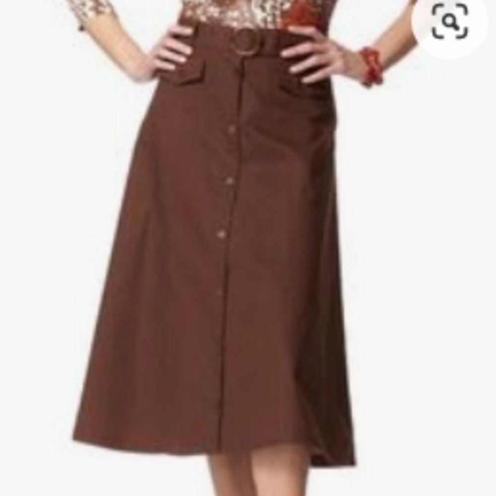 Coldwater Creek Chocolate Brown Safari Skirt